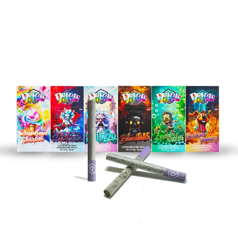 Drizzle – Live Resin Pre-Rolls (Carton: 10 Packs of 10) — batch DRIZZLE-LIVE-RESIN-PREROLLS-10X10